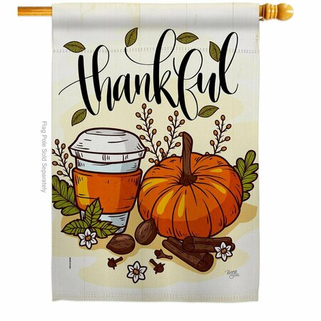 GARDENCONTROL 28 x 40 in. Thankful House Flag with Fall Thanksgiving Double-Sided Vertical Flags  Banner Garden GA3873049